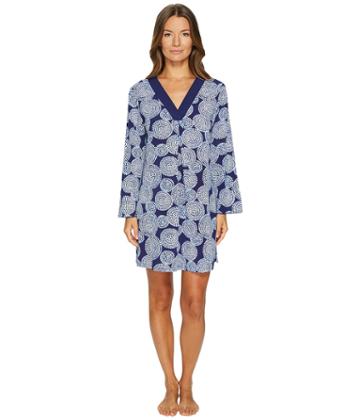 Oscar De La Renta Pink Label Printed Stretch De Chine Eclipse Print Haftan (blue) Women's Clothing