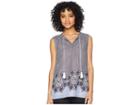 Dylan By True Grit Ava Chambray Floral Stripe Sleeveless Blouse (chambray/indigo) Women's Sleeveless