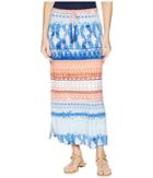 Tribal 35 Printed Jersey Long Skirt With Drawstring In Blue Wave (blue Wave) Women's Skirt