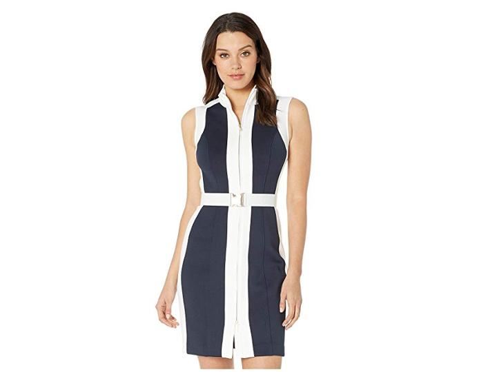 Tommy Hilfiger Heavyweight Scuba Dress (sky Captain/ivory) Women's Dress