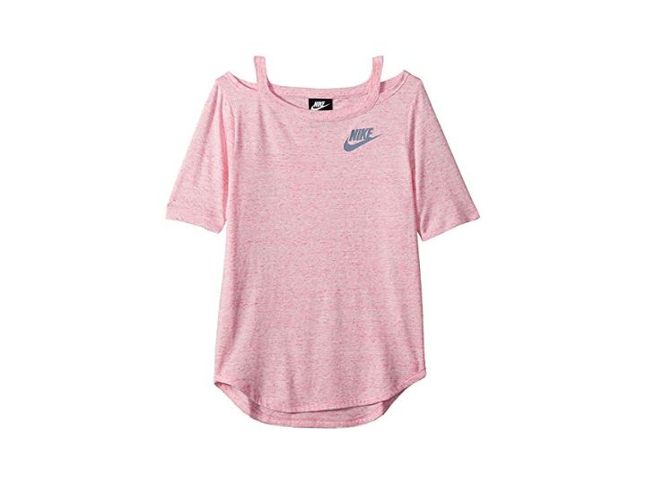 Nike Kids Nsw Short Sleeve Top (little Kids/big Kids) (pink/heather/ashen Slate) Girl's Clothing