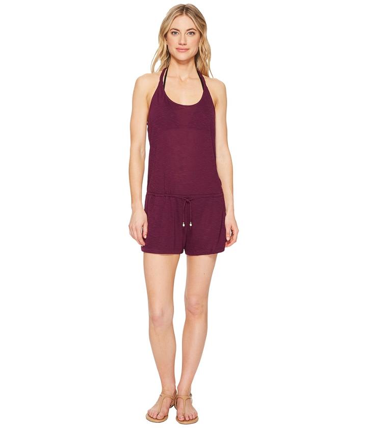 Becca By Rebecca Virtue Breezy Basics Romper Cover-up (raisin) Women's Jumpsuit & Rompers One Piece
