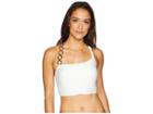 Michael Michael Kors Sea Side Texture Asymmetrically Halter Bikini Top W/ Ring Chain Strap Removable Soft Cups (white) Women's Swimwear