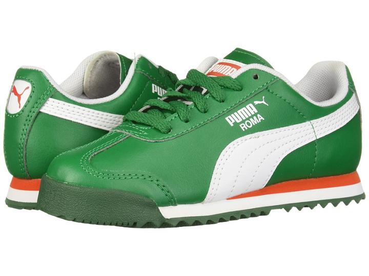 Puma Kids Roma Basic Ps (little Kid/big Kid) (verdant Green/puma White) Kid's Shoes