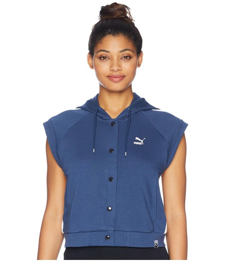 Puma Classics Sl Logo T7 Hoodie (sargasso Sea) Women's Sweatshirt