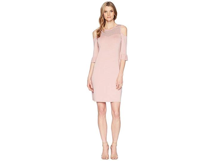 Nic+zoe Pointelle Pattern Dress (pink Dust) Women's Dress