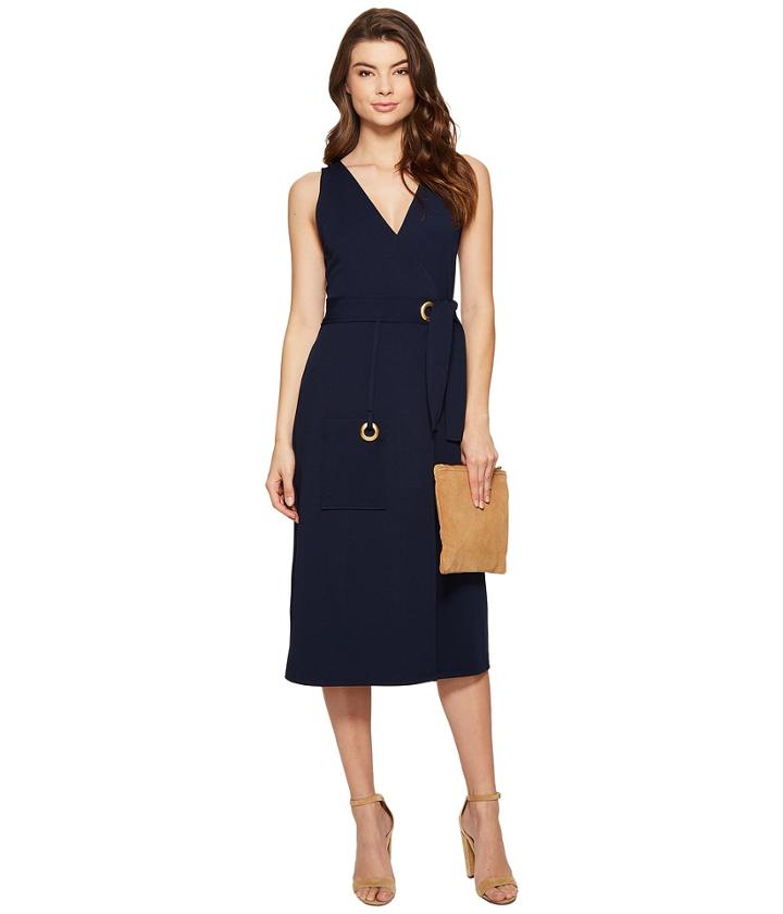 Kensie Stretchy Crepe Wrap Dress Ks5k7958 (darkest Navy) Women's Dress