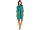 Christin Michaels Josette Lace Dress With Front Detail (green/navy) Women's Dress