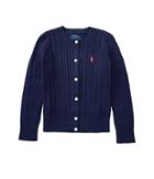 Polo Ralph Lauren Kids Cable Knit Cotton Cardigan (toddler) (hunter Navy/french Pink Pony Player) Girl's Sweater