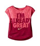 Nike Kids Heather Already Great Short Sleeve Tee (toddler) (racer Pink) Girl's T Shirt