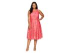Tahari By Asl Plus Size Sleeveless Chemical Lace Fit And Flare Midi (watermelon) Women's Dress