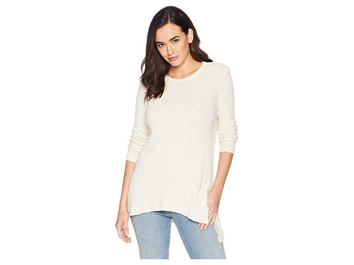 Dylan By True Grit Softest Slub Waffle Long Asymmetrical Tunic (chalk) Women's Blouse
