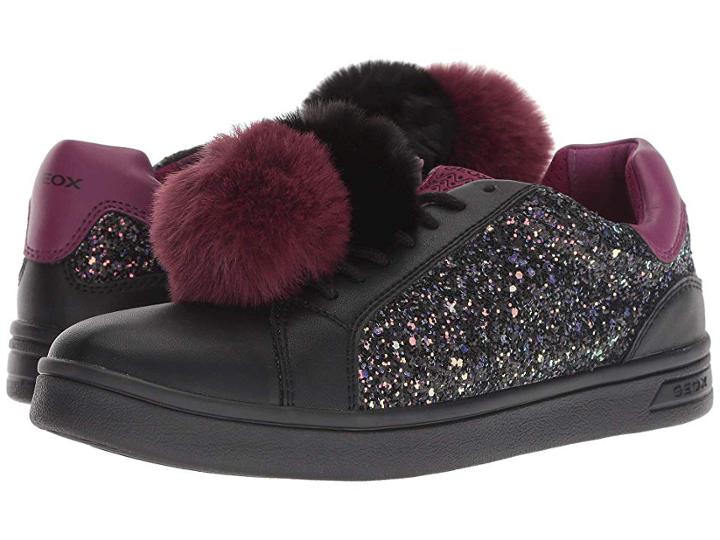 Geox Kids Dj Rock Girl 5 (big Kid) (black/dark Raspberry) Girl's Shoes