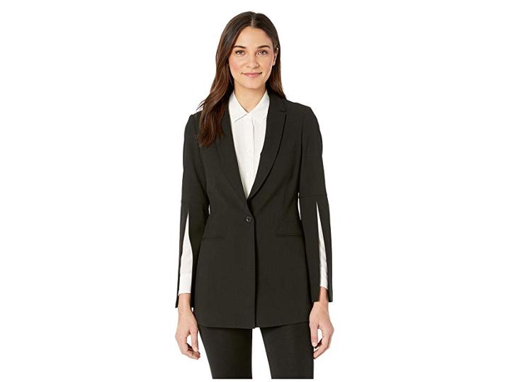 Bcbgmaxazria Gia Blazer With Sleeve Slits (black) Women's Jacket