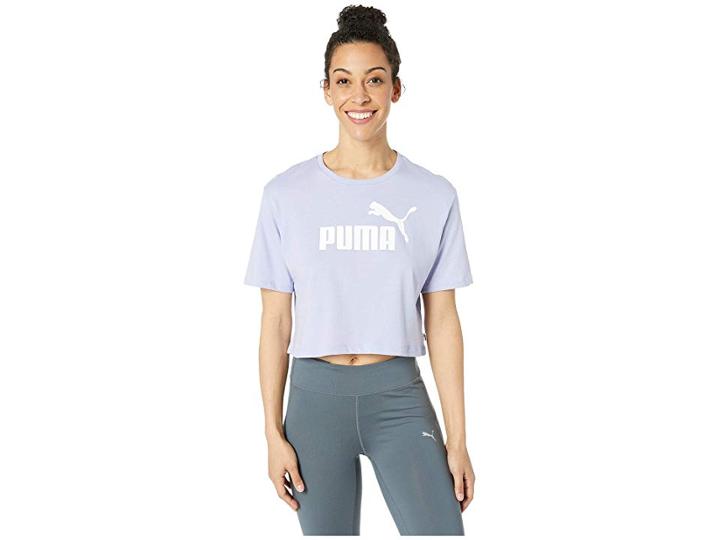 Puma Ess+ Cropped Logo Tee (sweet Lavender) Women's T Shirt