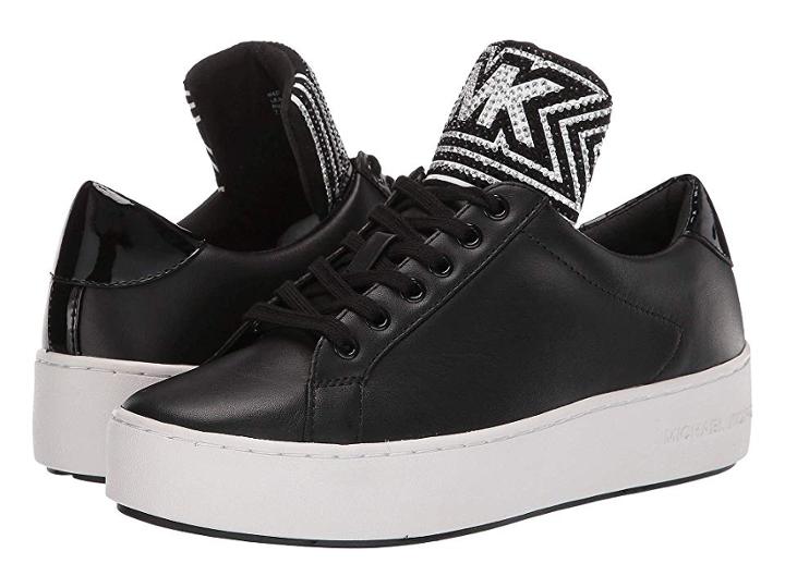 Michael Michael Kors Mindy Lace-up (black Vachetta/mk Graphic Hot Fix Crystals/patent) Women's Lace Up Casual Shoes
