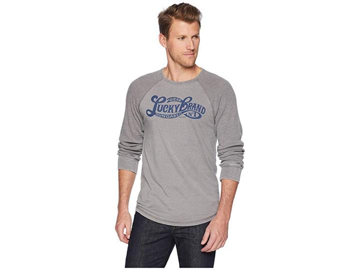 Lucky Brand Lucky Cola Thermal Tee (gargoyle) Men's Clothing