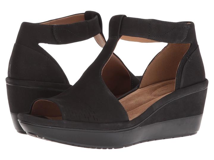 Clarks Wynnmere Avah (black Nubuck) Women's Wedge Shoes