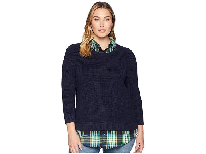 Lauren Ralph Lauren Plus Size Layered Shirt (navy) Women's Clothing