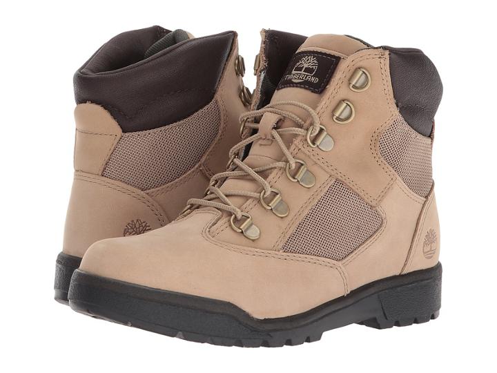 Timberland Kids 6 Inches Leather/fabric Field Boot (big Kid) (beige) Kids Shoes