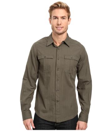 Nau Striate Long Sleeve Shirt (tundra Stripe) Men's Long Sleeve Button Up
