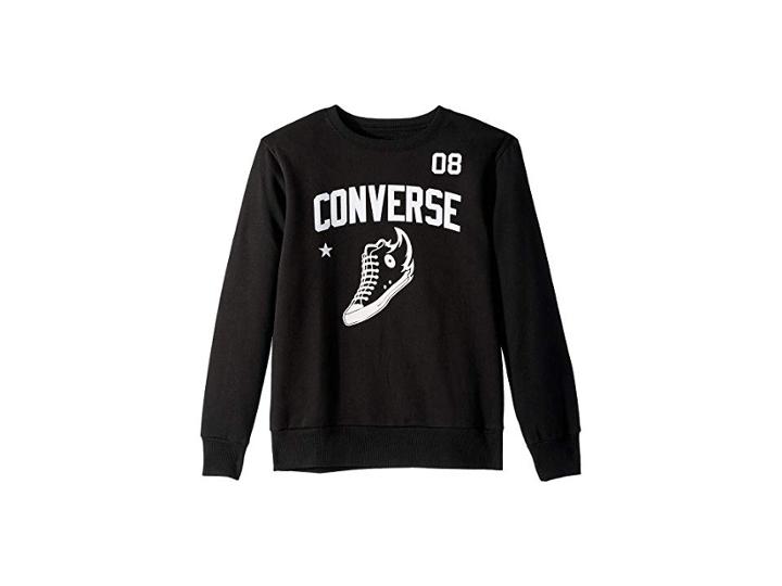 Converse Kids Chuck Graphic Crew Neck (big Kids) (black) Boy's Clothing
