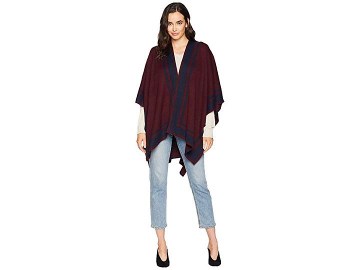 Lauren Ralph Lauren Reversible Jetsetter Ruana (wine/navy) Women's Clothing