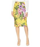Eci Floral Obsessed Midi Scuba Skirt (mustard) Women's Skirt