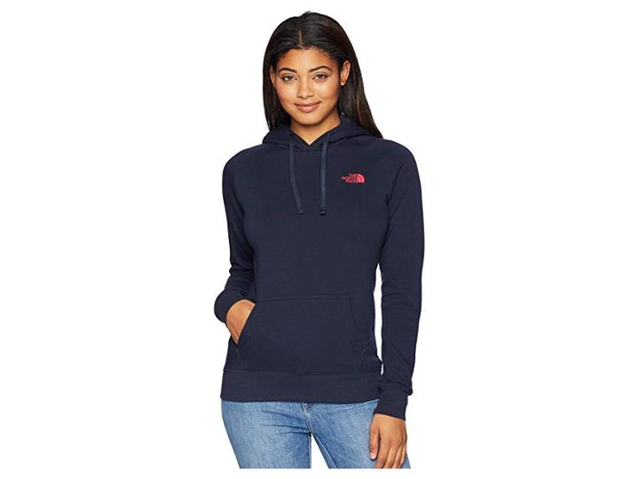 The North Face Red Box Pullover Hoodie (urban Navy/raspberry Red) Women's Sweatshirt