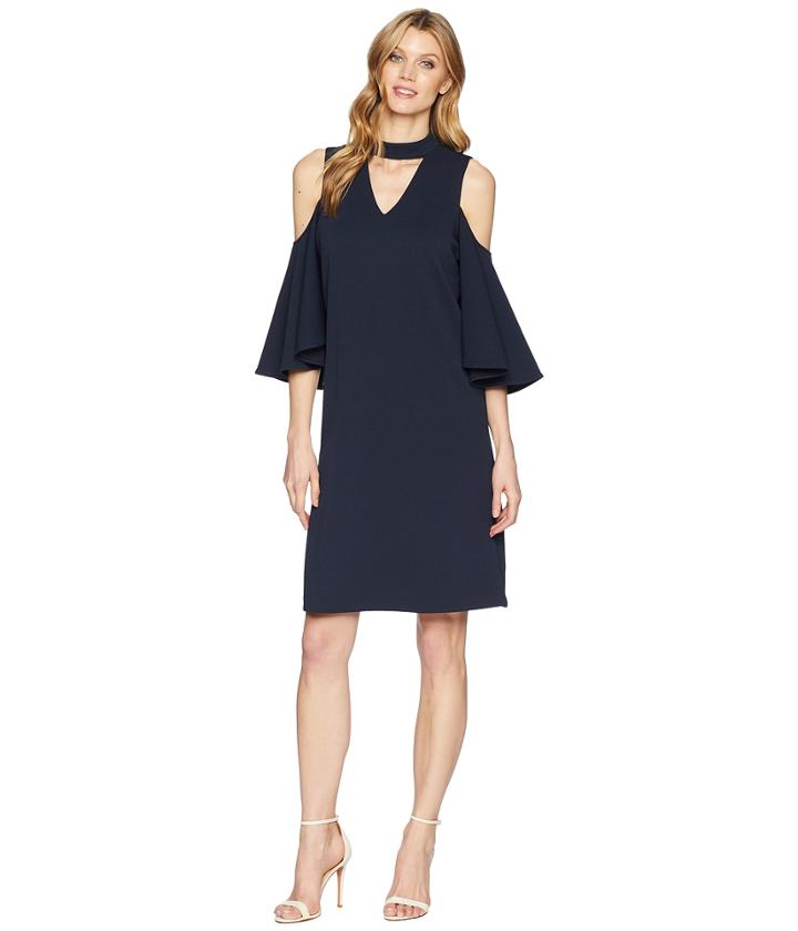 Nic+zoe Textured Flutter Sleeve Dress (midnight) Women's Dress
