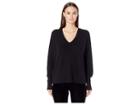 Eileen Fisher Fine Merino Rib V-neck Box-top (black) Women's Clothing