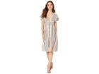 Angie Striped Button Up V-neck Dress (multi) Women's Dress