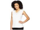 Calvin Klein Sleeveless V-neck W/ Pearl Detail (soft White) Women's Sleeveless
