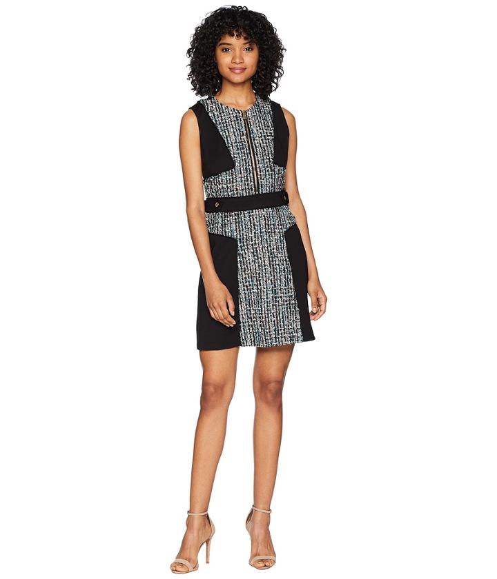Juicy Couture High-waisted Multi Tweed W/ Ponte Mix Dress (multicolor Textured Tweed) Women's Dress