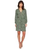 Michael Michael Kors Reptile Lace-up Long Sleeve Dress (bright Palm/black) Women's Dress