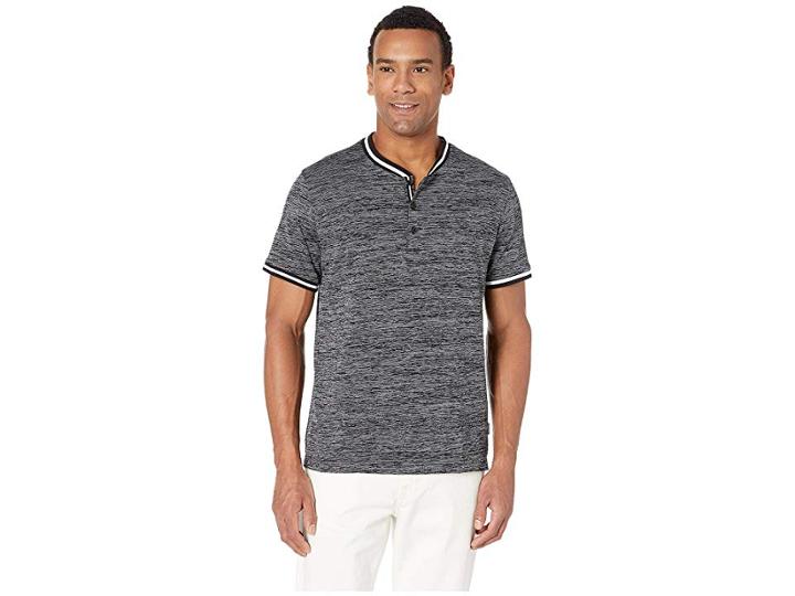 Kenneth Cole New York Short Sleeve Dobby Band Collar (black) Men's Clothing