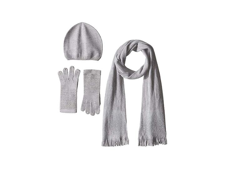 Calvin Klein Ombre Studded Set Three-piece Set (heathered Mid Grey) Scarves