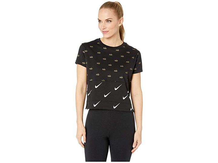 Nike Nike Sportswear Top Short Sleeve Metallic (black) Women's Clothing