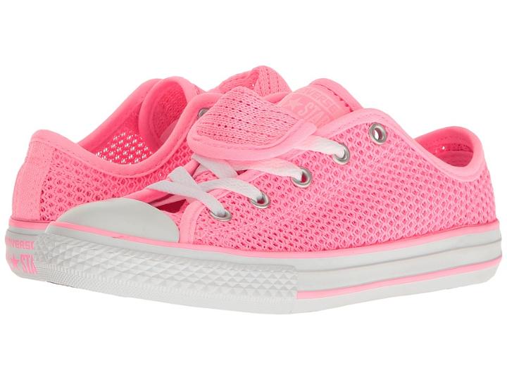 Converse Kids Chuck Taylor All Star Double Tongue Ox (little Kid/big Kid) (pink Glow/pink Glow/white) Girl's Shoes