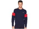 Lacoste Sport Semi Fancy Sweatshirt W/ Contrast Color Yoke (navy Blue/white/lighthouse) Men's Sweatshirt