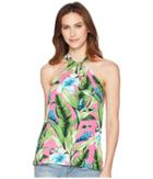 Tommy Bahama Tulum Blooms Halter Top (knockout Pink) Women's Clothing
