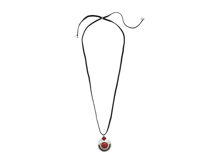 Lucky Brand Set Stone Pendant Necklace (silver) Necklace