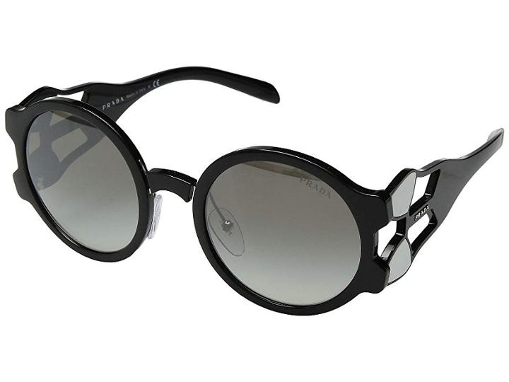 Prada 0pr 13us (black/gradient Grey Mirror Silver) Fashion Sunglasses