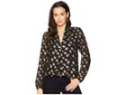 Michael Michael Kors Floating Foil Paisley Top (black/gold Foil) Women's Clothing