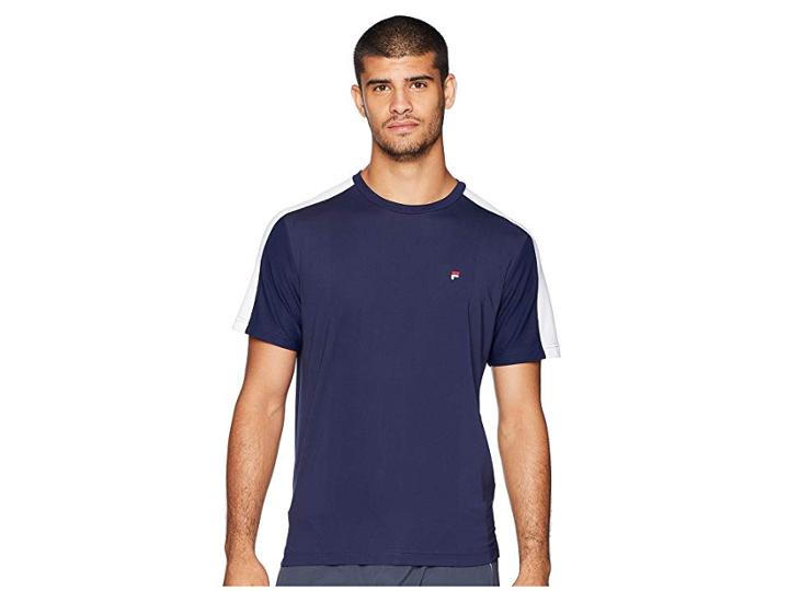 Fila Heritage Tennis Mesh Back Crew (navy/white/chinese Red) Men's Short Sleeve Pullover