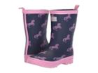 Hatley Kids Limited Edition Rain Boots (toddler/little Kid) (horse Silhouettes Navy/pink) Girls Shoes
