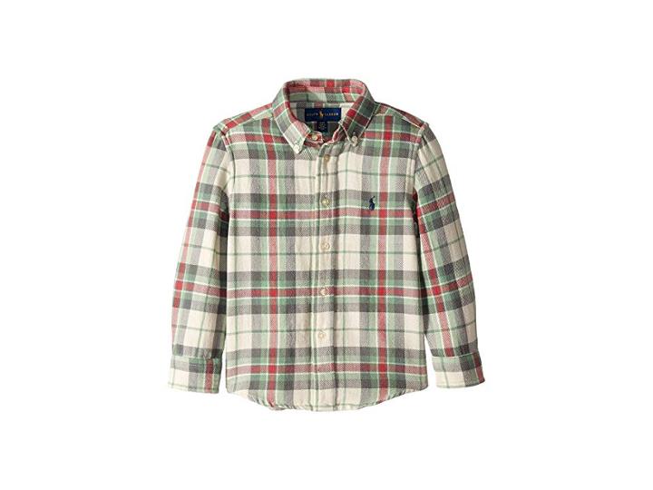 Polo Ralph Lauren Kids Plaid Cotton Twill Shirt (toddler) (green Multi) Boy's Clothing