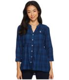 U.s. Polo Assn. Button Front Peplum Shirt (blue) Women's Clothing