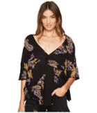 Free People Maui Wowie Printed Top (black) Women's Clothing