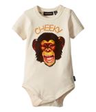 Rock Your Baby Cheeky Monkey Short Sleeve Bodysuit (infant) (oatmeal) Boy's Jumpsuit & Rompers One Piece
